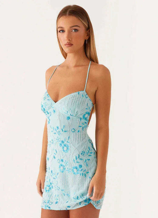 Women's Sequined Embroidered Backless Sling Dress Meifu Market