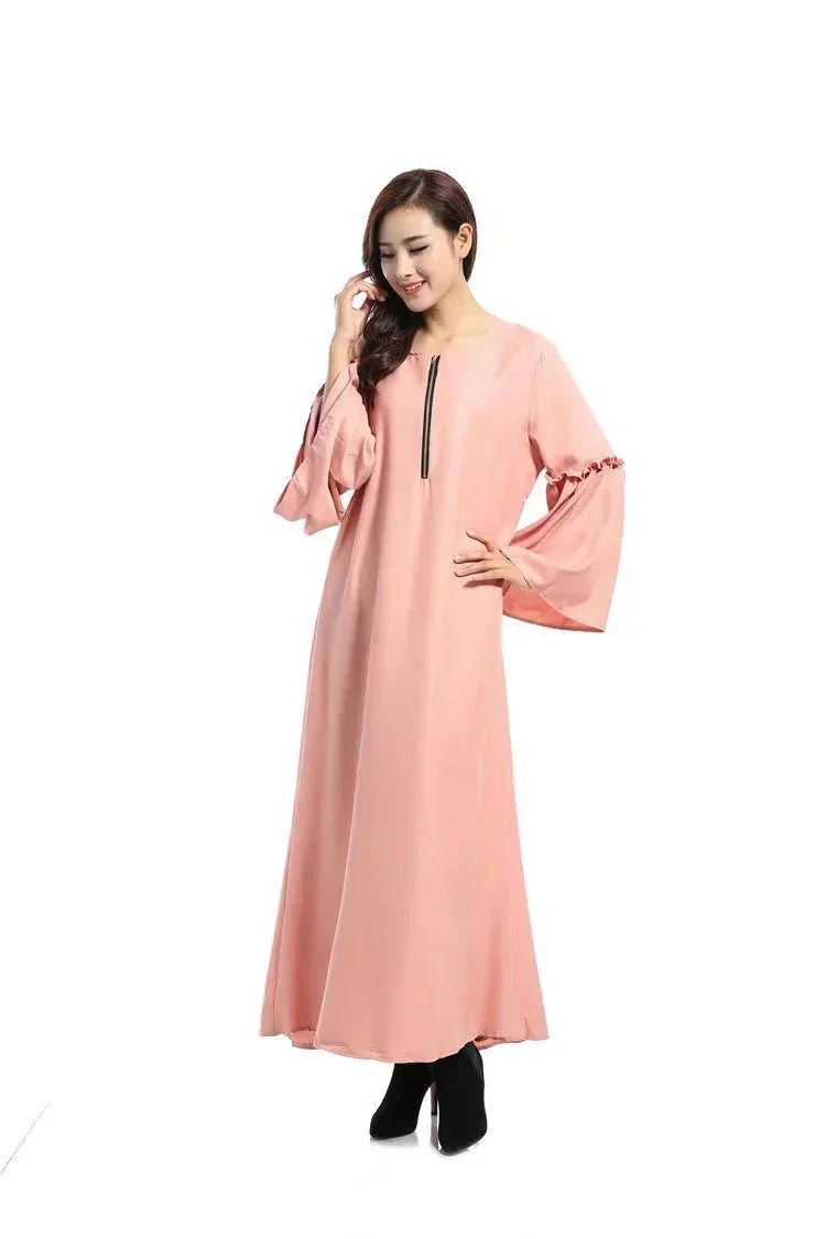 long-sleeve kaftan robe | breathable cotton fabric | plus size abaya dress | ultrasonic cleaning