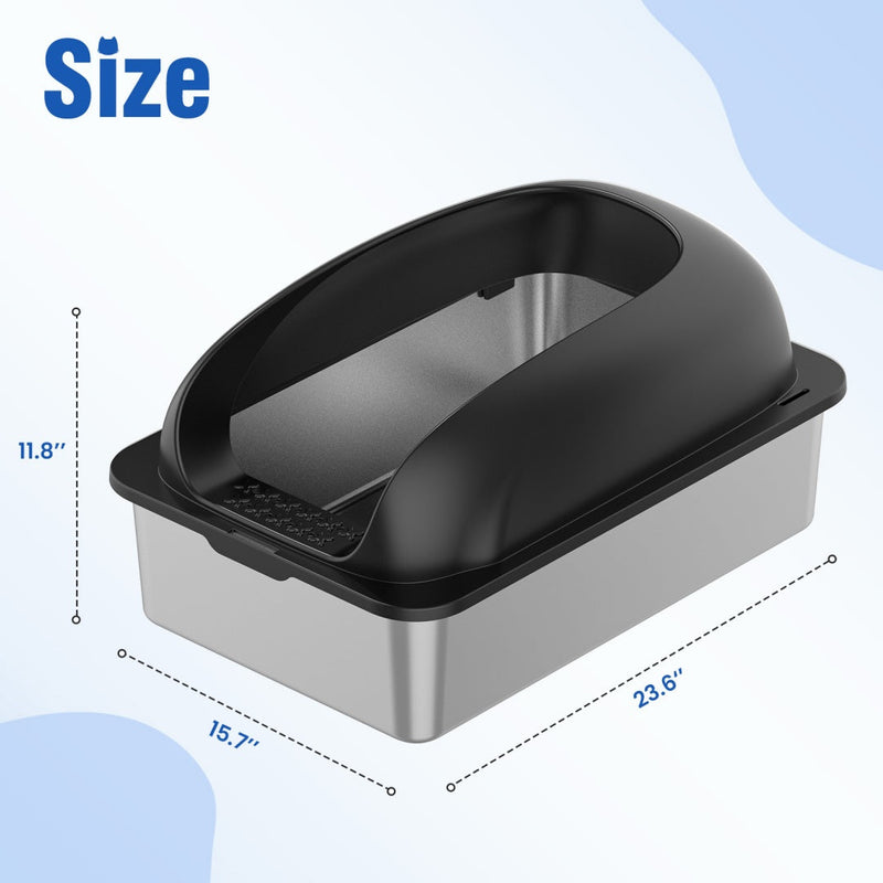 Stainless Steel Cat Litter Box With Lid, Large Cat Litter Box For Big Cats, Scoop And Mat Included Meifu Market