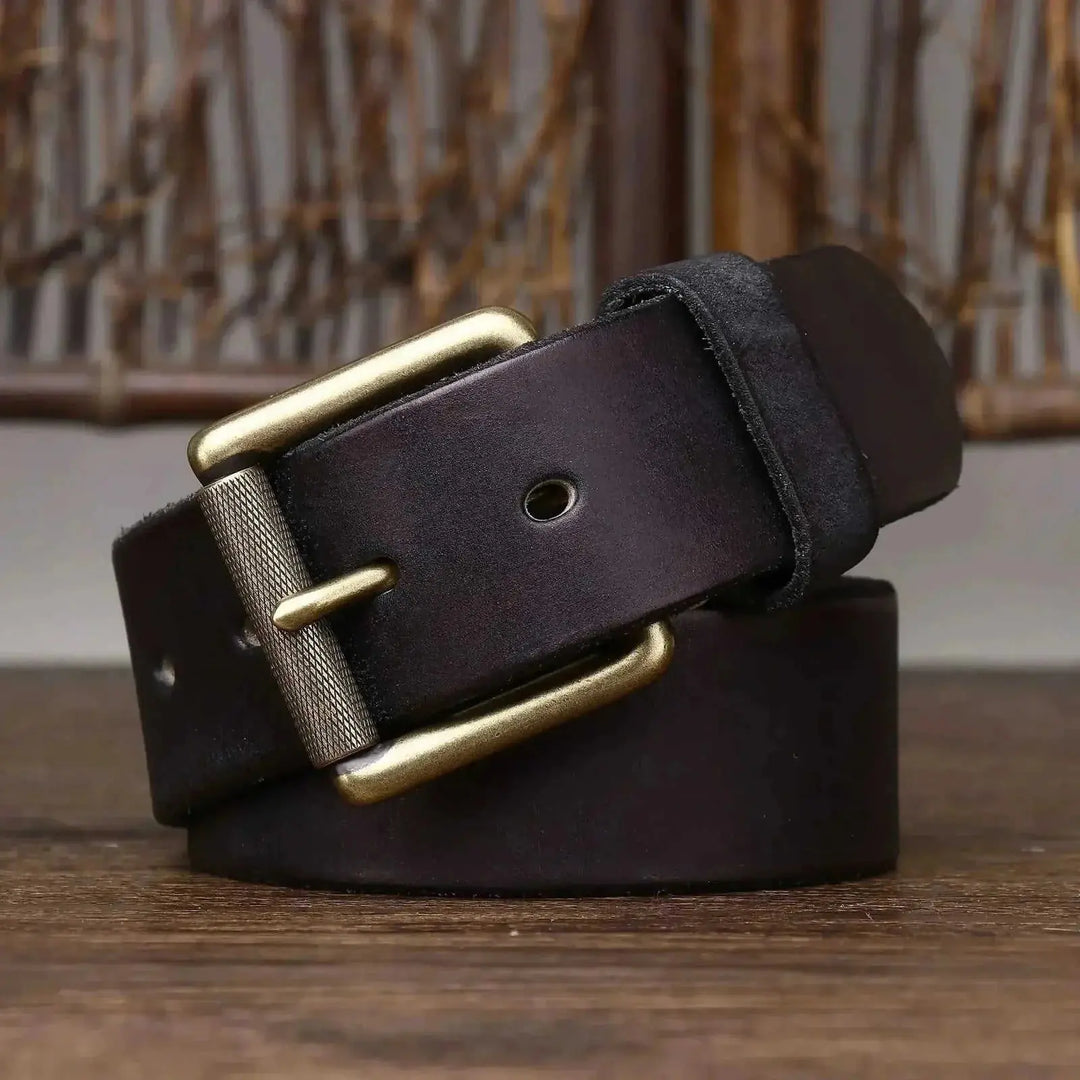 handmade full-grain cowhide belt | 4cm wide leather belt for men | heavy-duty thick leather belt | ultrasonic cleaning