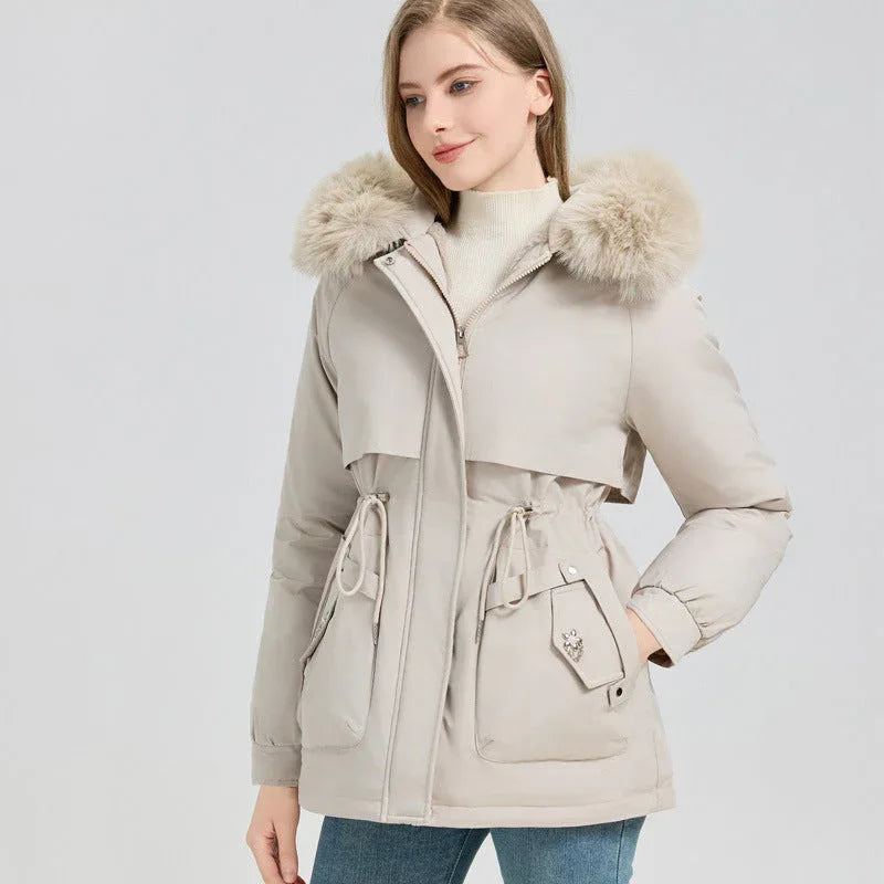 Waist Trimming Short Hooded New Big Fur Collar Coat Women's Clothing Meifu Market