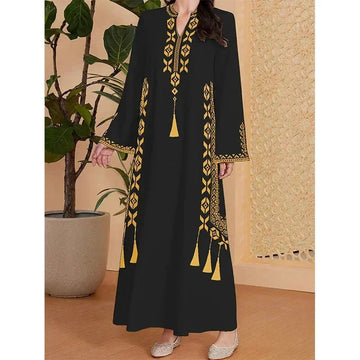 arabic print maxi dress | v-neck kaftan dress | lightweight cotton robe dress | ultrasonic cleaning