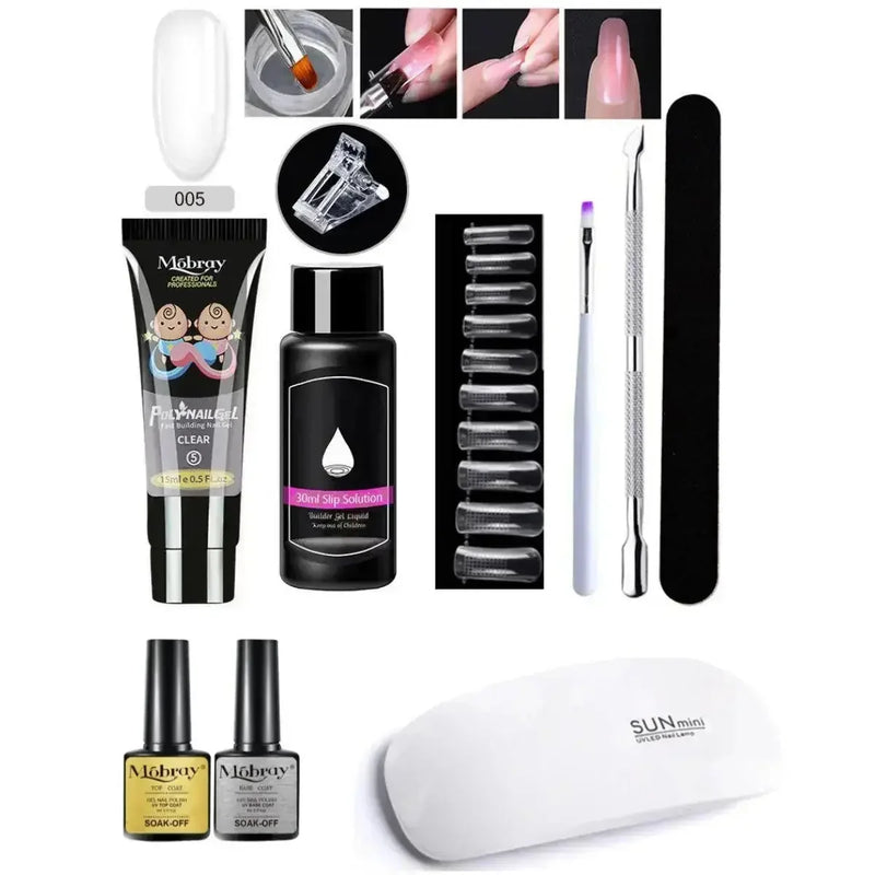 crystal nail extension kit | professional nail art set | acrylic nail forms set | ultrasonic cleaning