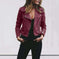 European And American Solid Color Women's Lapel Diagonal Zipper Short Jacket Meifu Market