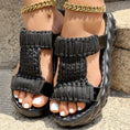 Platform Sandals Summer Braided Knit Hollow Open Toe Slipper Sandals - Anklet Not Included Meifu Market