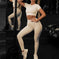 high-waisted yoga leggings | moisture-wicking workout set | seamless fitness apparel | ultrasonic cleaning