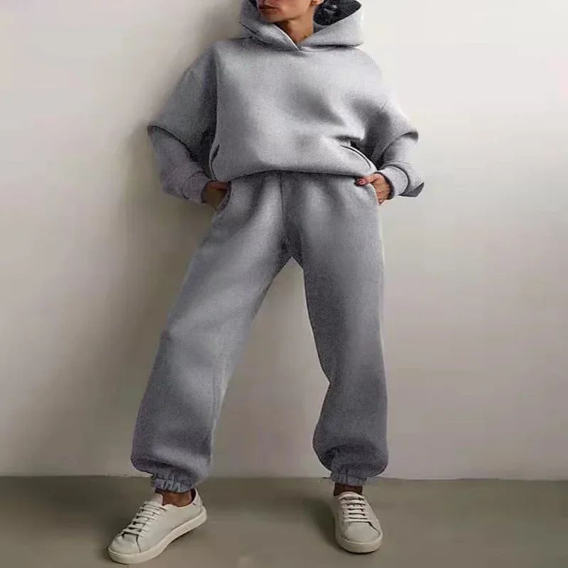 fleece-lined hoodie set | oversized hoodie and sweatpants set | loungewear two-piece outfit | ultrasonic cleaning