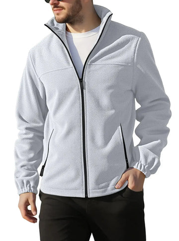 Men's Polar Fleece Jacket Outdoor Zipped Stand Collar Coat Meifu Market