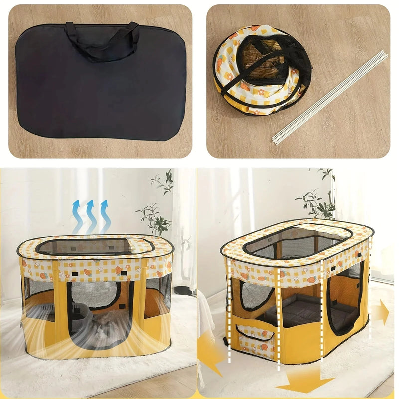 foldable pet playpen | portable dog crate for travel | collapsible cat kennel | ultrasonic cleaning