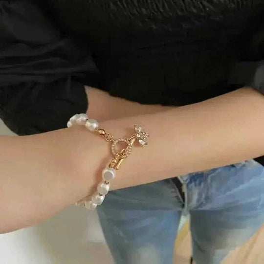 natural stone pendant bracelet | genuine pearl jewelry for women | adjustable bracelet length | energy saving