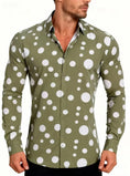 long sleeve polka dot shirt | cotton blend casual shirt | mens button down shirt | energy saving