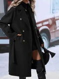 double-breasted trench coat women | long wool blend coat | belted winter jacket | energy saving