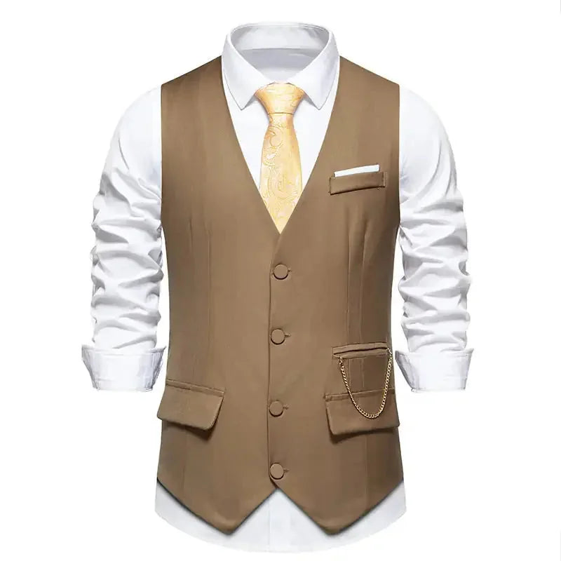 single-breasted vest | mens v-neck vest | solid color waistcoat | ultrasonic cleaning