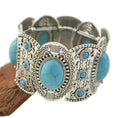elastic turquoise bracelet | adjustable boho bangle | vintage tribal jewelry | energy saving