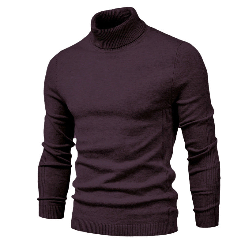 Men's Solid Color Slim Pullover Turtleneck Sweater Winter Casual Tops Clothing Meifu Market