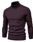 Men's Solid Color Slim Pullover Turtleneck Sweater Winter Casual Tops Clothing Meifu Market