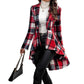 Plaid Pattern Button Front Jacket Long Sleeve High And Low Flared Jacket Meifu Market