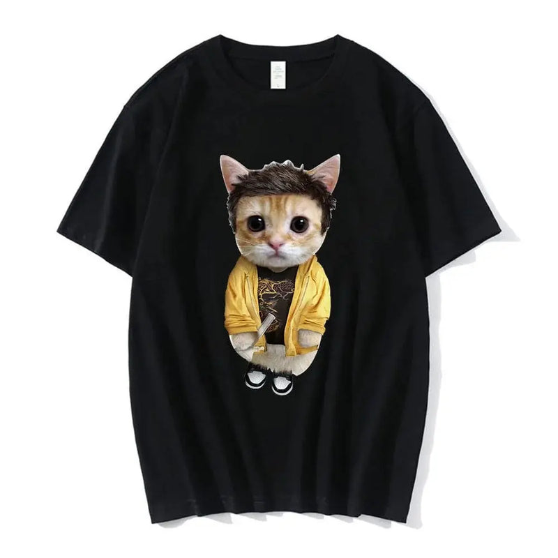 sad crying cat t-shirt | munchkin kitty graphic tee | soft cotton cat meme shirt | ultrasonic cleaning