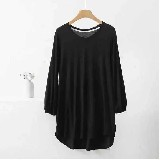 modal fabric pajamas | plus size loose fit sleepwear | long sleeve nightwear for women | energy saving
