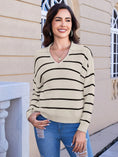Women's Striped V-neck Long Sleeved Sweater Meifu Market