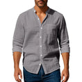 Long Sleeve Stand Collar Shirt With Pockets Casual Men's Clothing Meifu Market