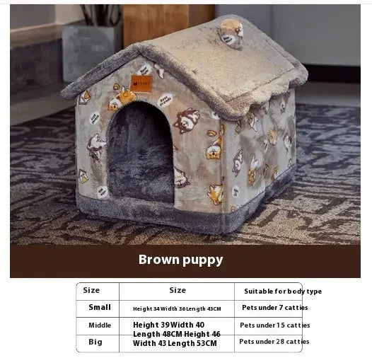 Foldable Pet Cave Bed - Winter Warm Enclosed House for Dogs & Cats