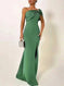 green satin tube dress | adjustable fit evening gown | stretchy fabric cocktail dress | ultrasonic cleaning