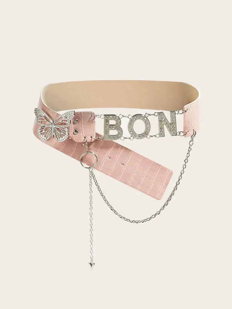 butterfly-shaped belt buckle | stainless-steel belt hardware | adjustable leather belt | energy saving