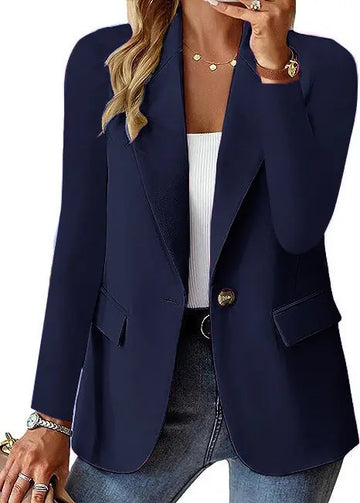 Fashion Casual Women Blazer Long-sleeved Solid Color Casual Cardigan Small Suit Jacket For Women Elegant Office Lady Outerwear Meifu Market