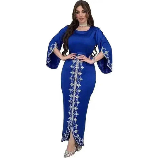 soft satin evening gown | floor-length dubai robe | luxury satin maxi dress | ultrasonic cleaning