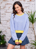 Women's Long Sleeved Striped Round Neck Sweater Top Meifu Market