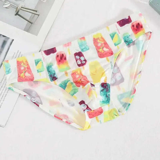 Men's Ice Silk Printed Briefs Breathable Seamless Underwear Meifu Market
