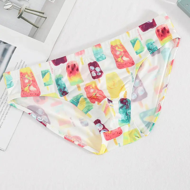 Briefs Printed Ice Silk Underwear Breathable Refreshing Thin Panties Meifu Market