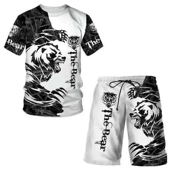 3D Printed Men's T-shirt Sports Suit - lifestyle (material: polyester | pattern: solid, check | style: casual, retro |...