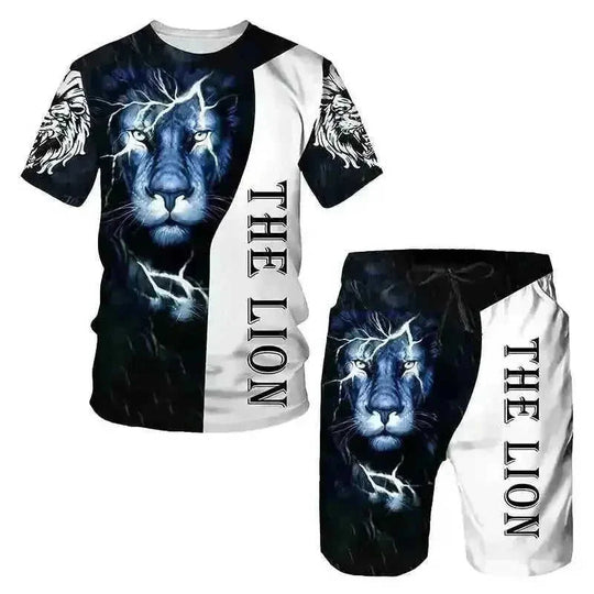 3D Printed Men's T-shirt Sports Suit - view 8 (material: polyester | pattern: solid, check | style: casual, retro |...