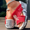 Newspaper Skull Original Hem Platform Wedge Slides - Anklet Not Included Meifu Market