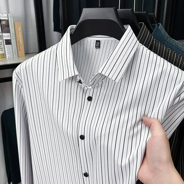 vertical striped shirt | mens long sleeve shirt | slim fit shirt | energy saving