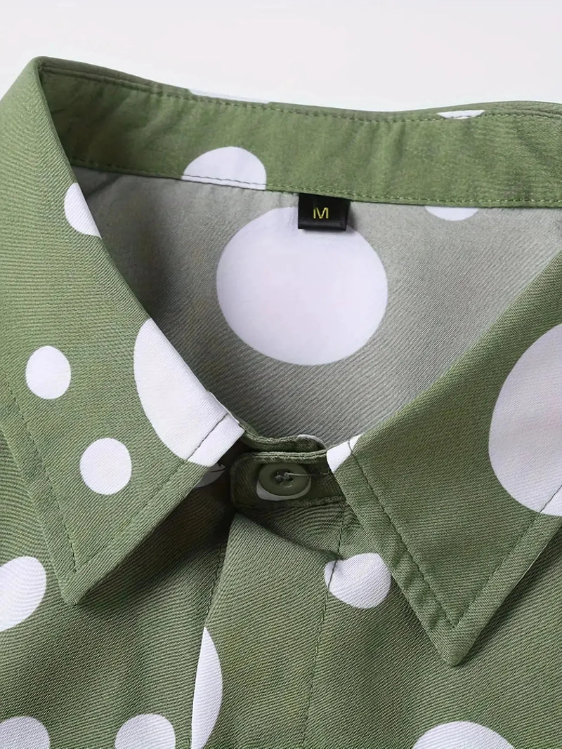 long sleeve polka dot shirt | cotton blend casual shirt | mens button down shirt | ultrasonic cleaning
