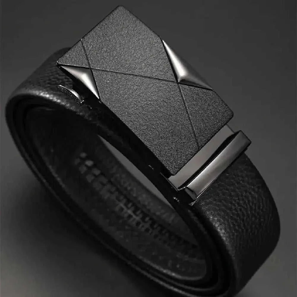 Genuine Leather Automatic Pure Leather Belt Boys Style 10 - side view showing details