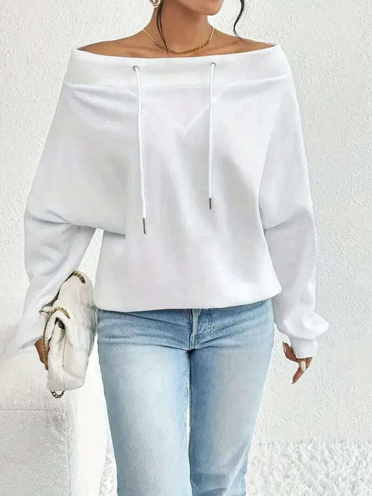 Women's Loose Casual Drawstring Off-the-shoulder Off-shoulder Top Meifu Market