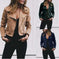 European And American Solid Color Women's Lapel Diagonal Zipper Short Jacket Meifu Market