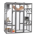 oversized cat cage grey | large cat enclosure with platforms | multi-level cat playpen | energy saving