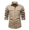 Men's Long-sleeved Denim Shirt Casual Solid Button Slim Tops Clothing L - color variant display