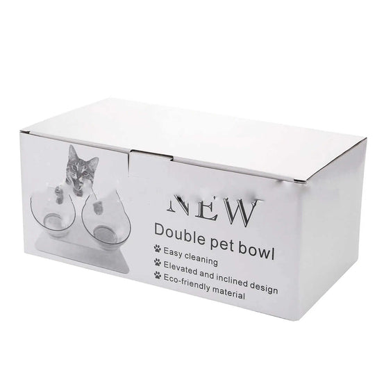 Non Slip Double Cat Bowl With Raised Stand Pet Food Cat Feeder Protect Cervical Vertebra Dog Bowl Transparent Pet Products...