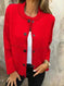 Women's Striped Button Cardigan Cropped Sweater Long Sleeve Meifu Market
