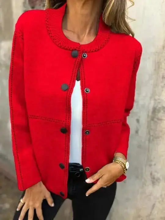 Ins Black-striped Button Cardigan Fashion Sweater Loose Round Neck Long Sleeve Cropped Tops Women's Clothing - cropped button down cardigan with long sleeves for a casual outfit