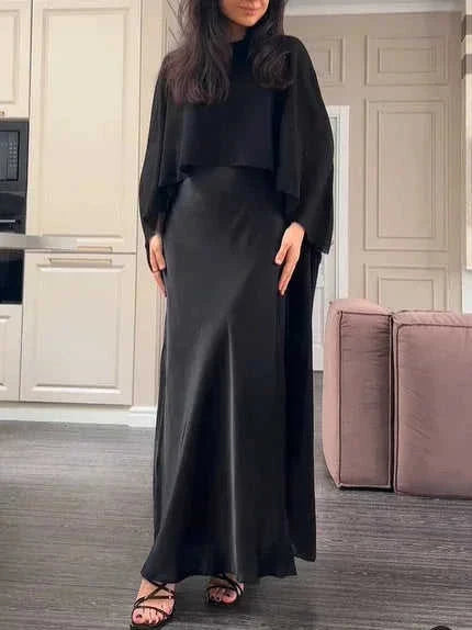 long sleeve maxi dress | breathable cotton fabric | midi length dress | energy saving