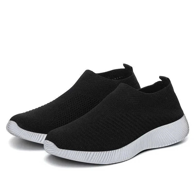 stretch mesh slip-on shoes | breathable knit flats | soft sole walking shoes | energy saving