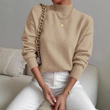 Pullover Knitted Sweater Fashion Round Neck Splicing Knitwear Loose Top Women's Clothing