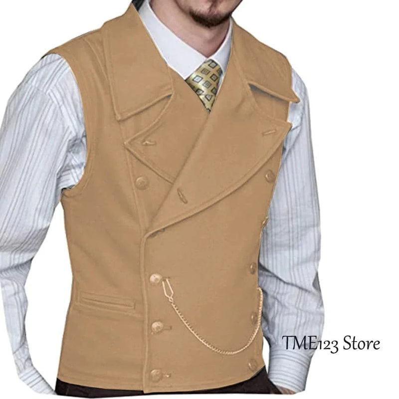 victorian double-breasted vest | woolen suit vest for men | three-piece suit accessory | energy saving